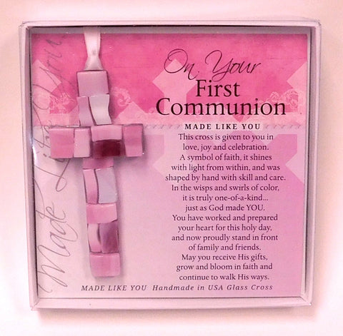 First Communion Glass Cross for Girls