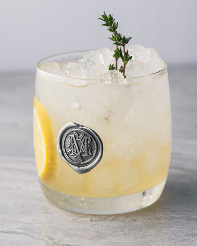 Double Old Fashioned Glasses with Pewter Monogram